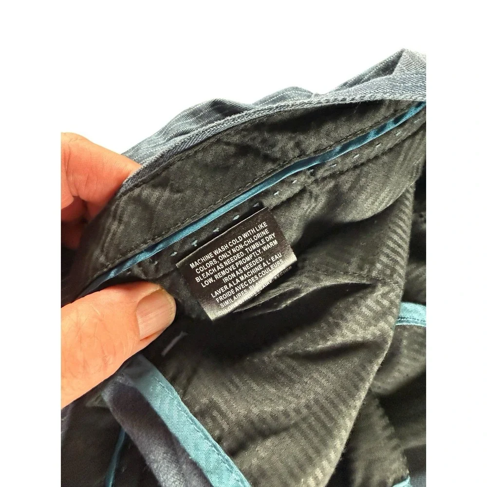 VOLCOM Frickin Stripe Shorts Mens 36 Gray Pinstripe Chino Hybrid Logo